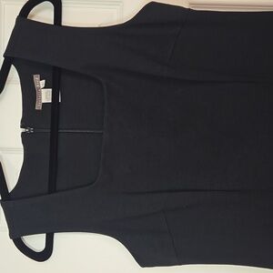 Isabella Bird Anthropologie Black Square Neck Sheath Dress Little Black Dress L